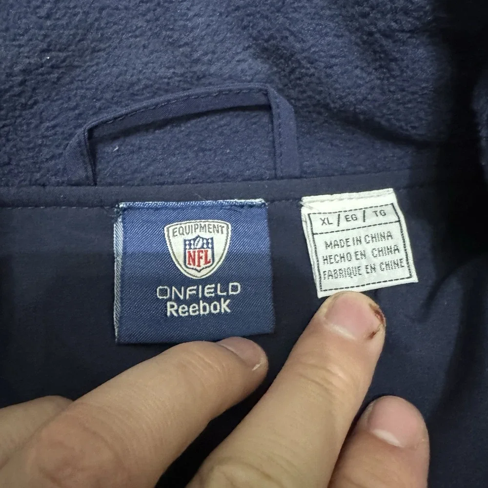 Vintage New England Patriots Jacket Mens XL Reebok On Field Full‎ Zip Authentic